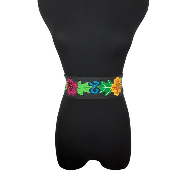 Vintage Embroidered Sunflower Belt Bohemian Waist Belt Art to Wear Festival - Picture 3 of 6